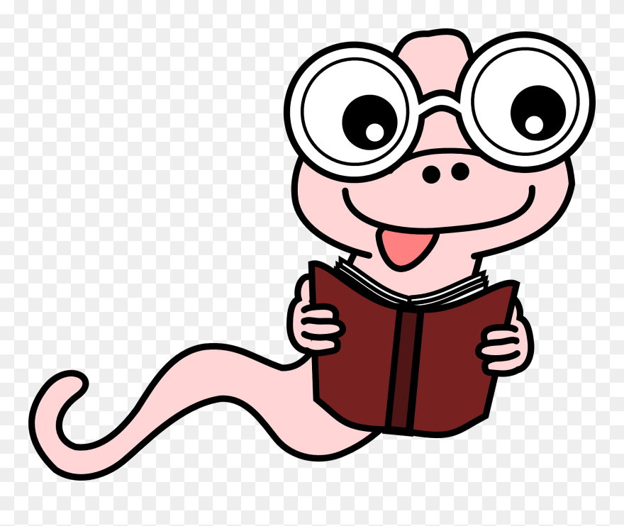 Clip Art Worm 15 Coloring Book Colouring Wall - Reading Cartoon No Background - Png Download