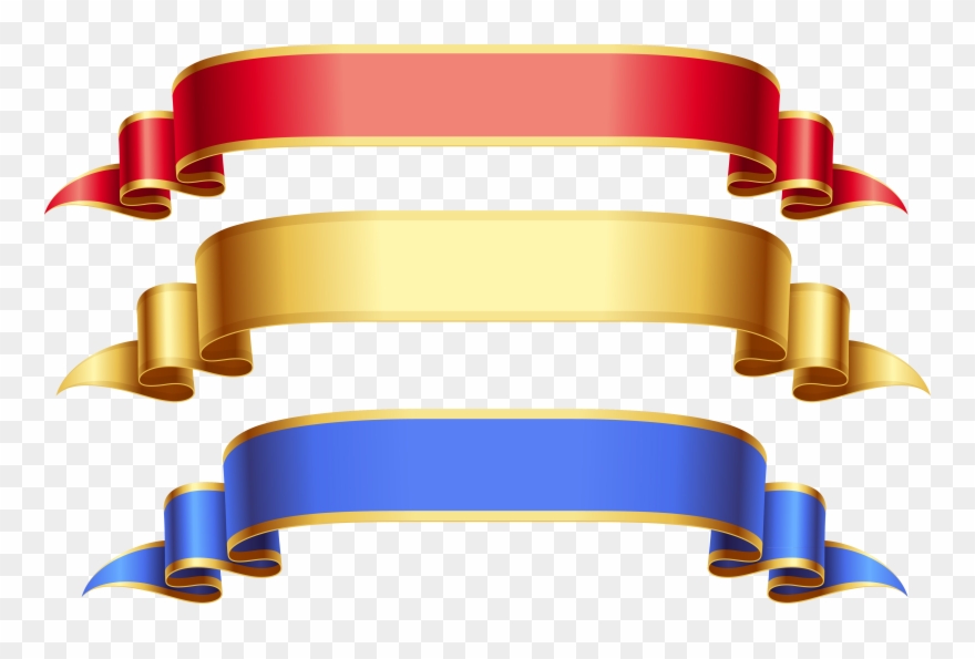 Large Transparent Red Gold Blue Banners Png Picture - Blue Gold Ribbon Png Clipart