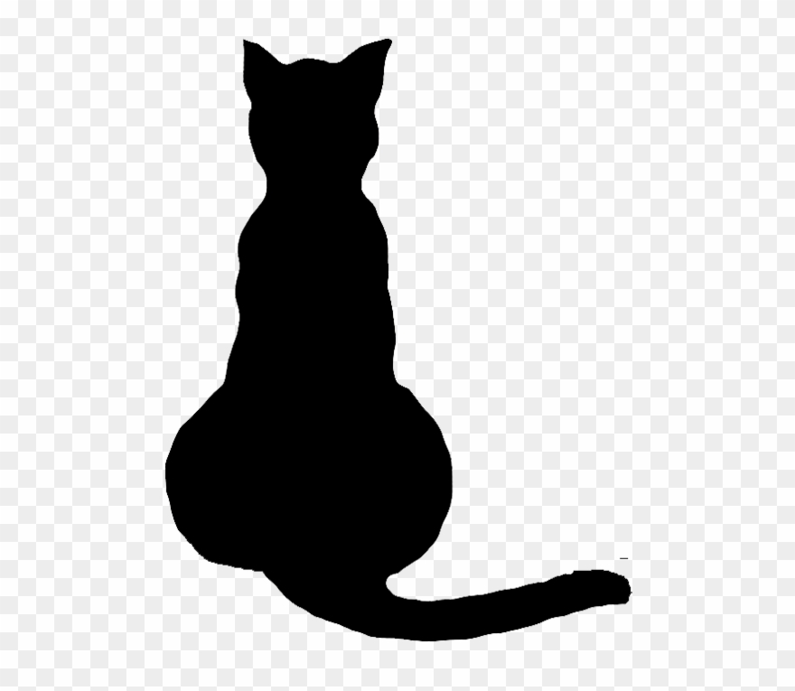 Cat Clip Art Cat Silhouette - Black Cat Silhouette Sitting - Png Download