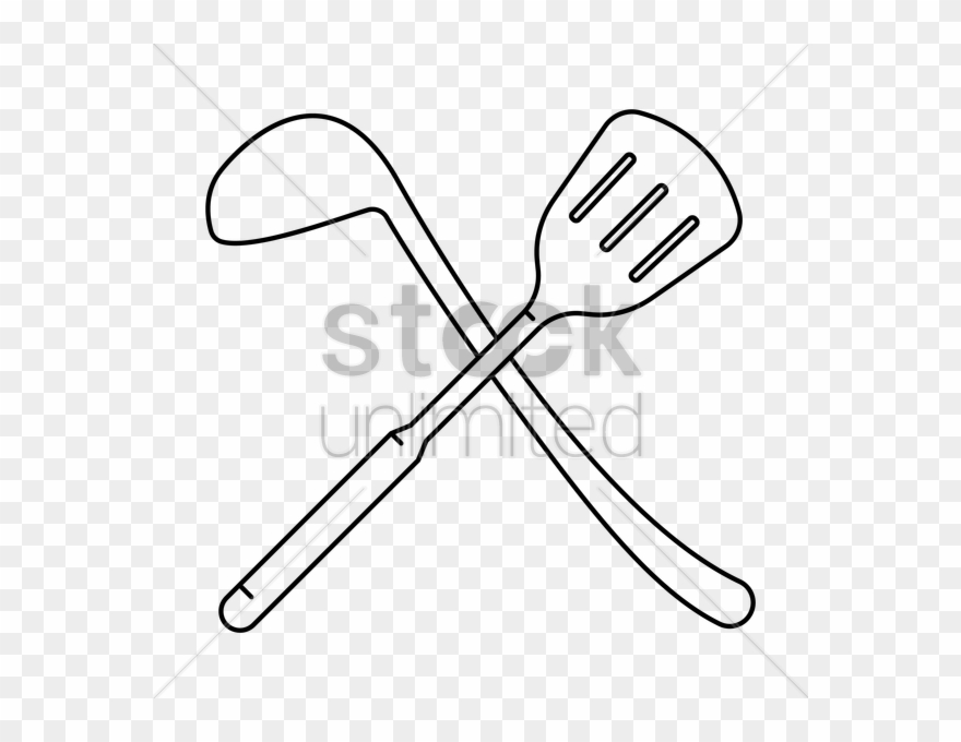 Download Ladle Cartoon Black And White Clipart Ladle - Crossed Spatulas - Png Download