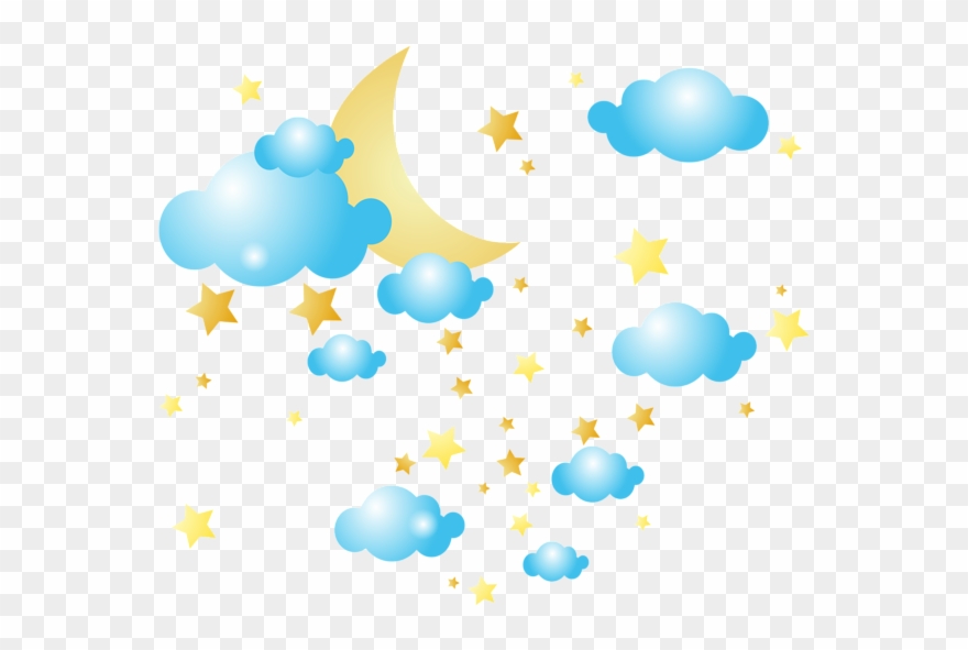 Graphic Transparent Download Moon Clouds And Stars - Moon And Stars Png Clipart