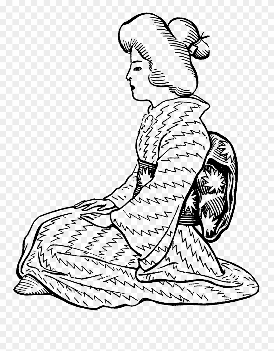 Japanese Line Art - Japanese White Drawing Png Clipart
