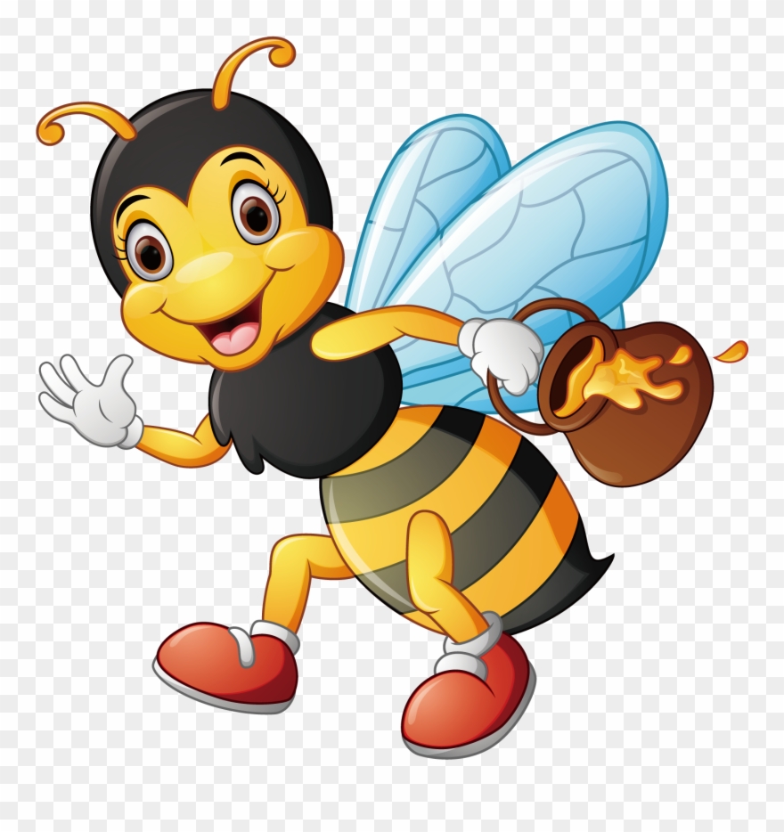Clip Art Stock Cartoon Illustration Carrying Honey - Cartoon Pictures Of Honey Bee - Png Download