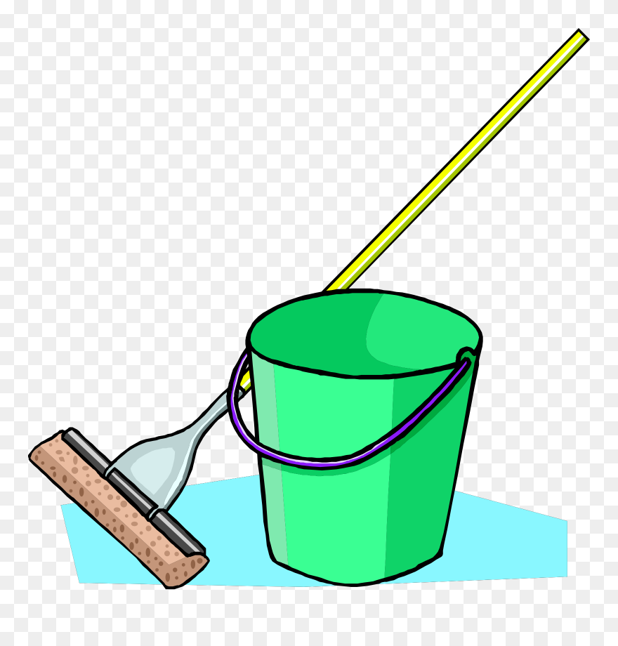 Bucket Clip Art - Cartoon Mop And Bucket - Png Download