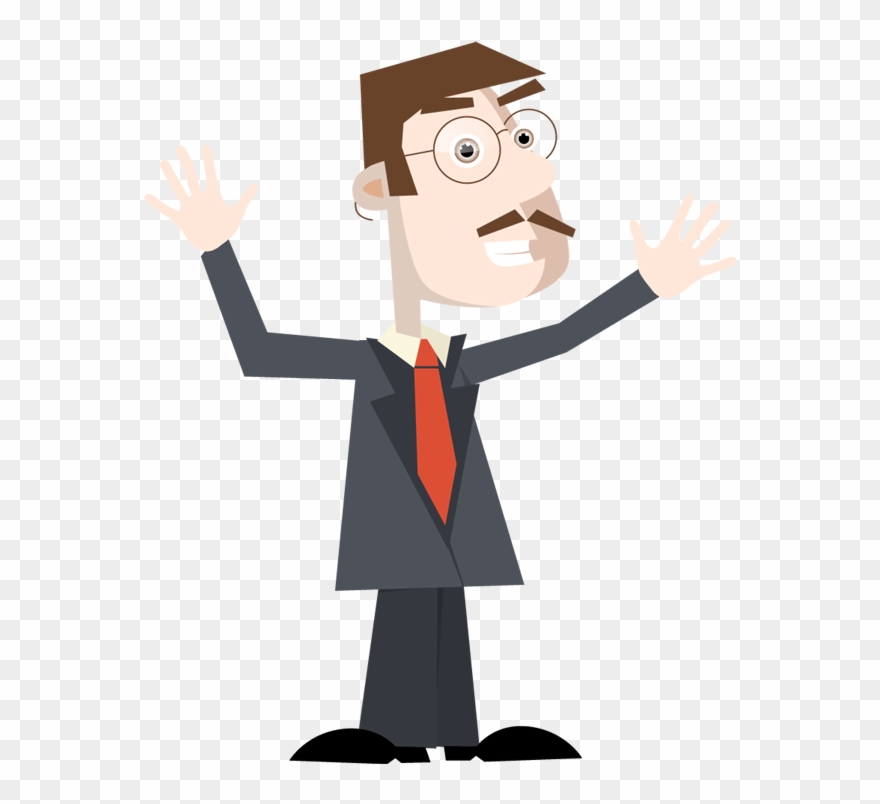 Businessman Excited With Hands Up - Businessperson Clipart