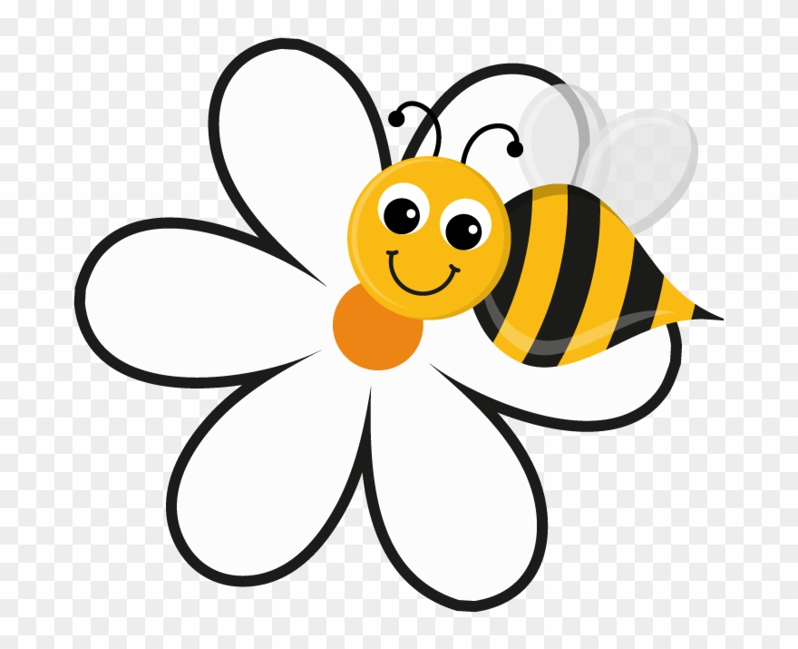 Sunflower Clipart Busy Bee - Cartoon Bee On A Flower - Png Download