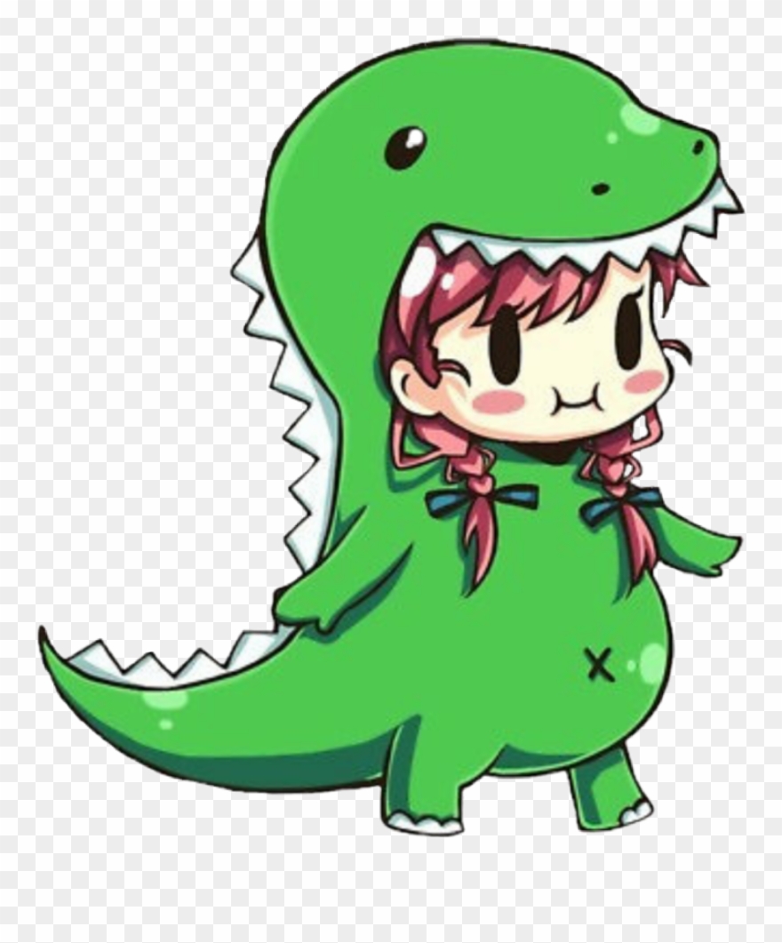 Kawaii Puccioso Cute Love Japan - Cute Chibi Dino Girl Clipart