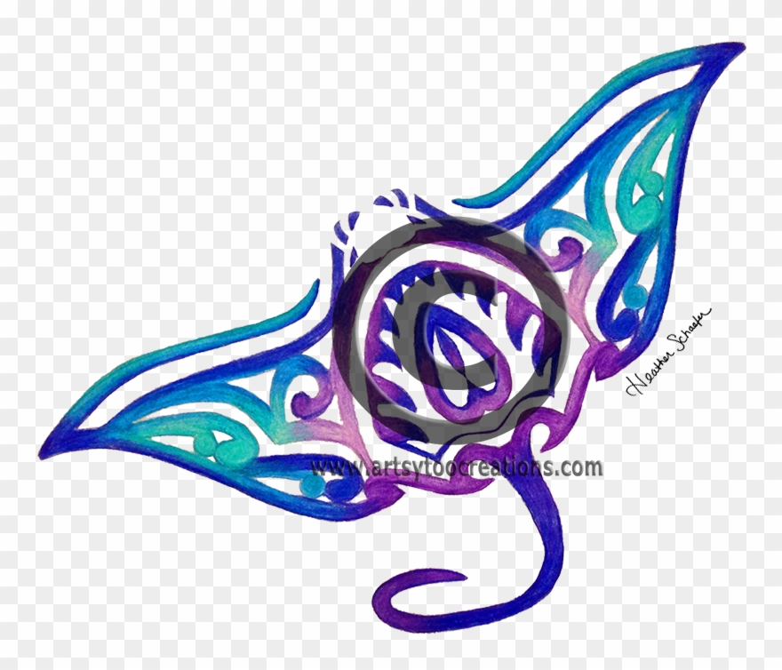 Jpg Free Download Tribal Manta Ray Hand - Drawing Of Mantaray Clipart