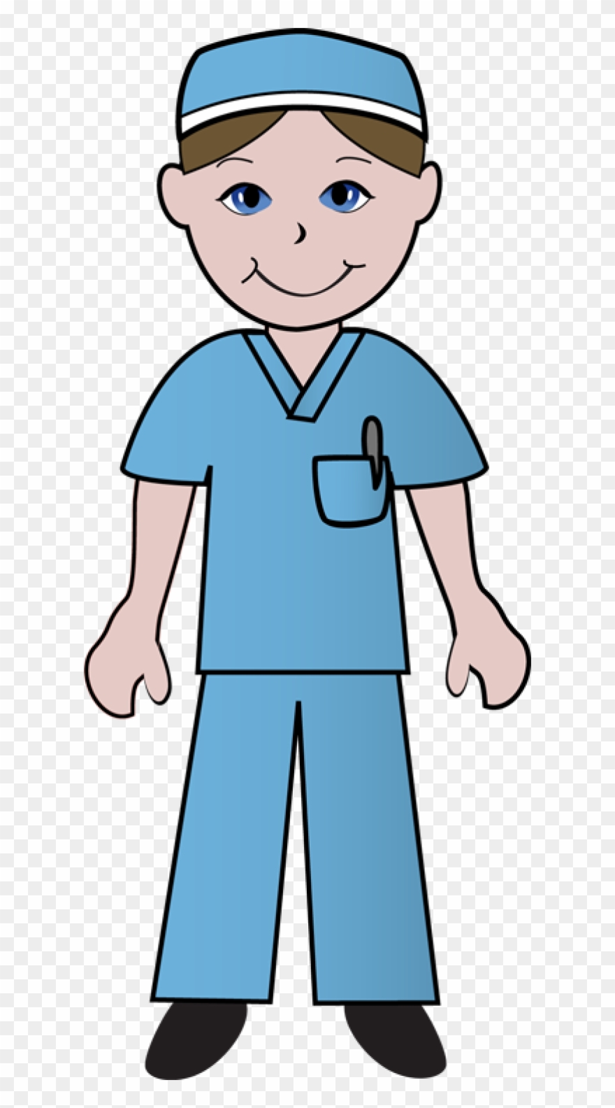 Free Clip Art Of Doctors And Nurses Nurse In Blue Scrubs - Cartoon Person In Scrubs - Png Download