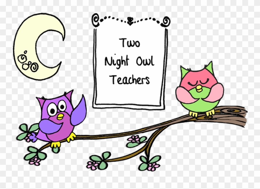 Two Night Owl Teachers - Teacher Clipart