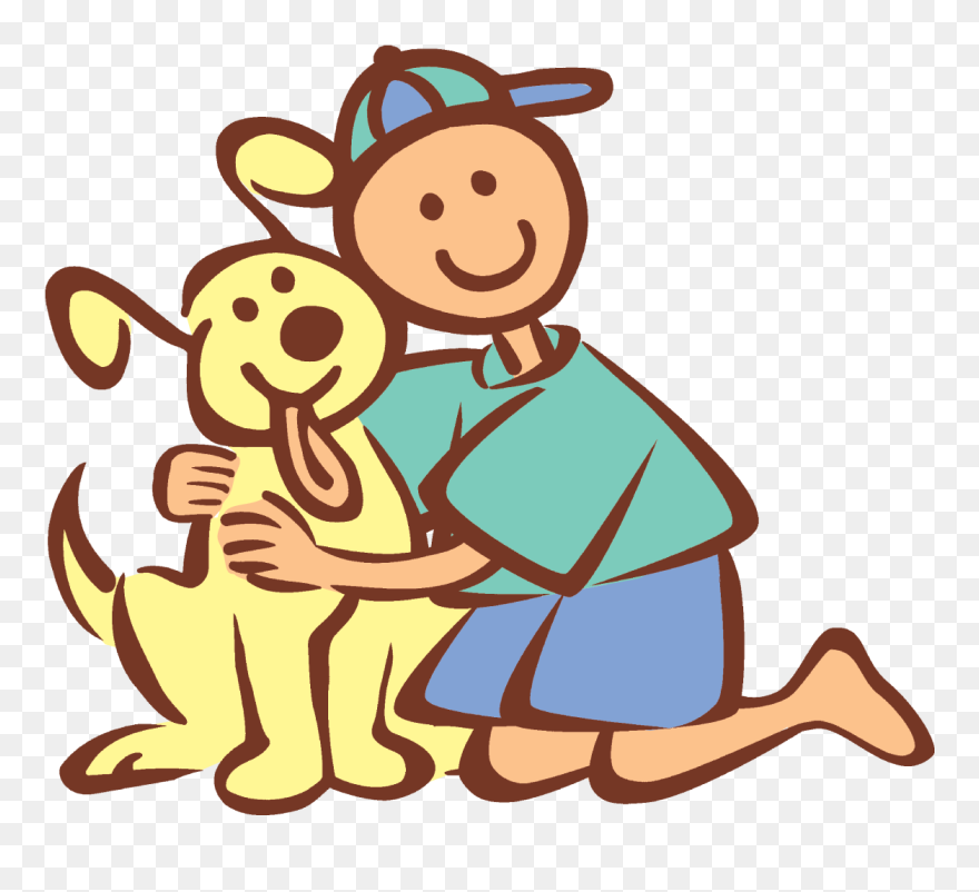 Boy And Dog - Person Hugging Dog Cartoon Clipart