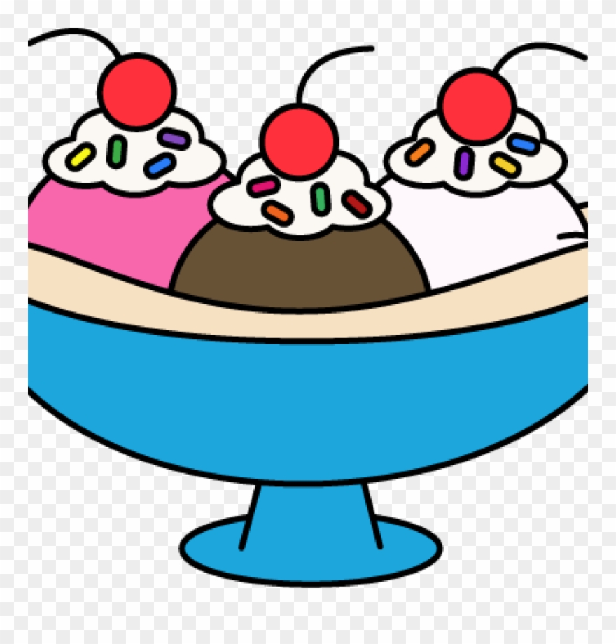 Png Transparent Library Ice Cream Sundae Vector - Banana Split Ice Cream Clipart