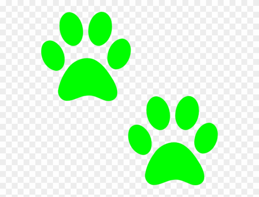 Bulldog Paw Print - Lime Green Paw Print Clipart
