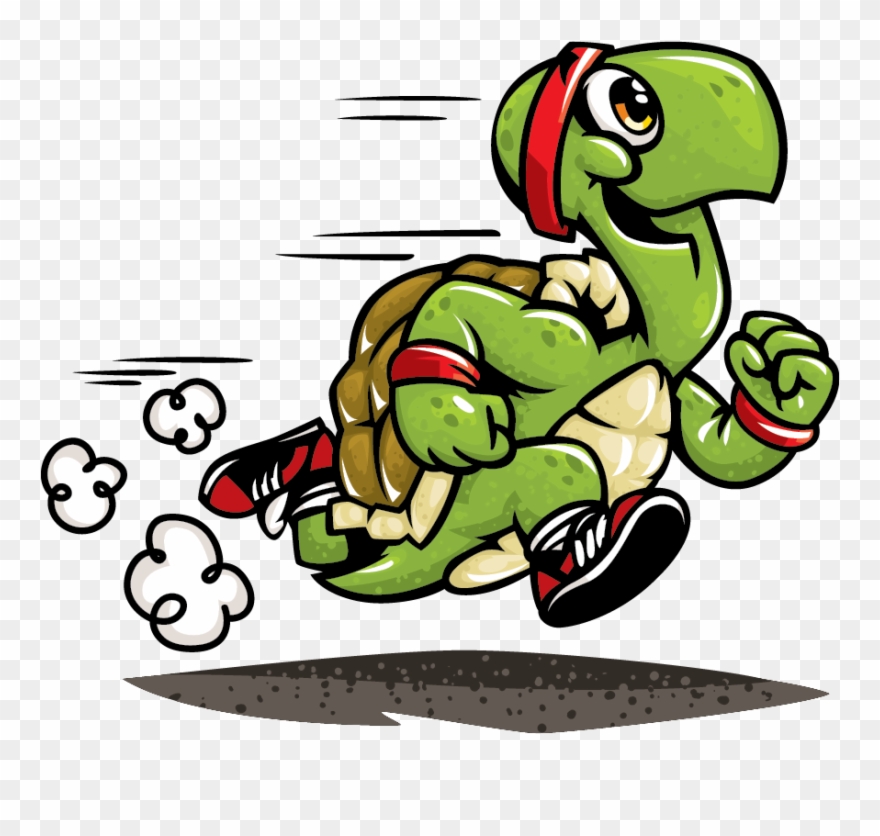 Slow Clipart Exhausted Runner - Turtle Running - Png Download