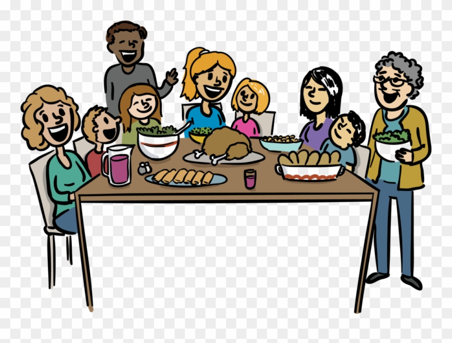 Large Size Of Thanksgiving - Big Family Dinner Cartoon Clipart