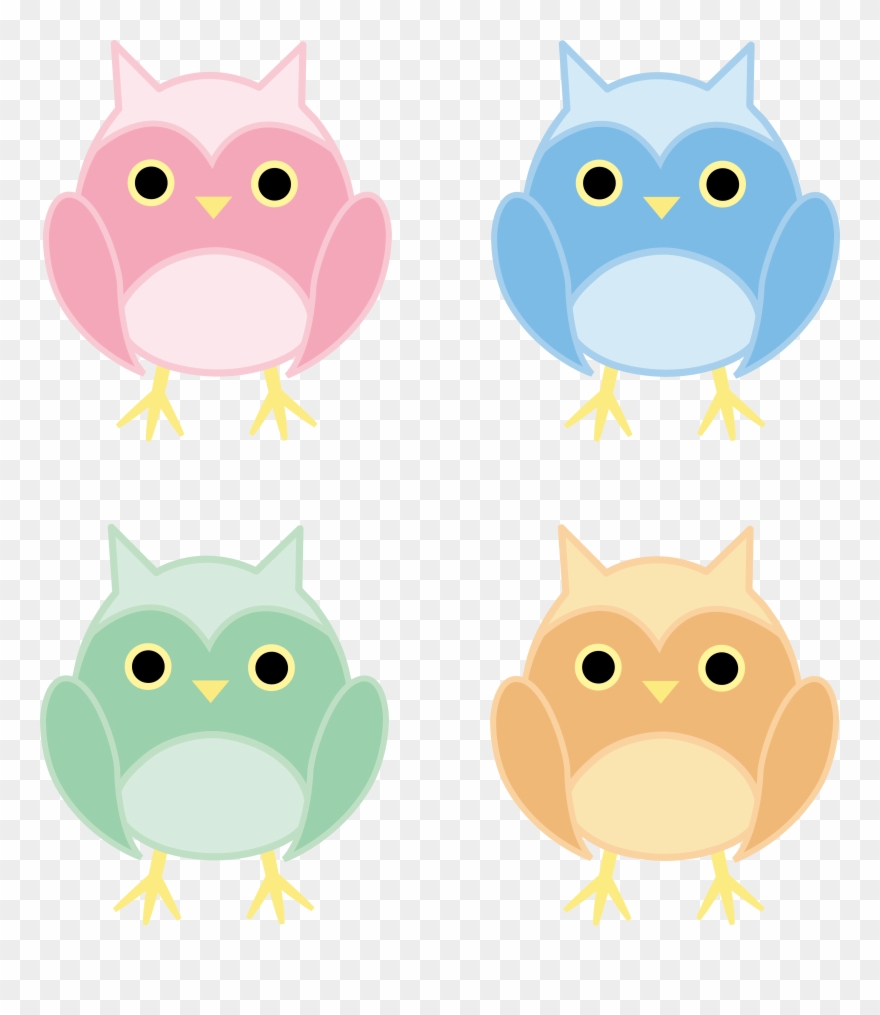 Set Of Four Cute Owls - Clip Art - Png Download