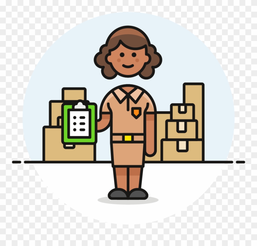 35 Mailman Package Female African American - Logistics Clipart