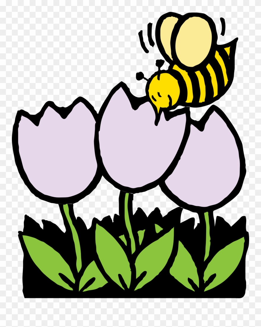 April Clip Art Clipart 2 Image - Bee And Flower Cartoon - Png Download