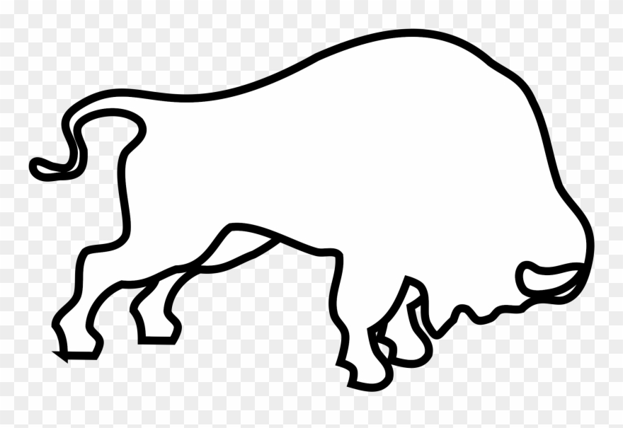 Chalk Vector Line - Black Outline Of Bison Clipart