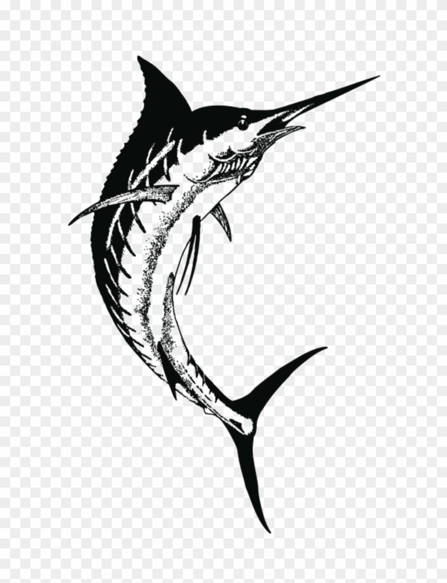 Drawing Clipart Swordfish Drawing Black And White - Swordfish Tattoo - Png Download