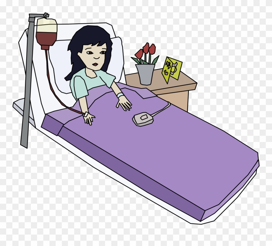 Hospital Bed Patient Woman Health Care - Girl In Hospital Bed Clipart - Png Download