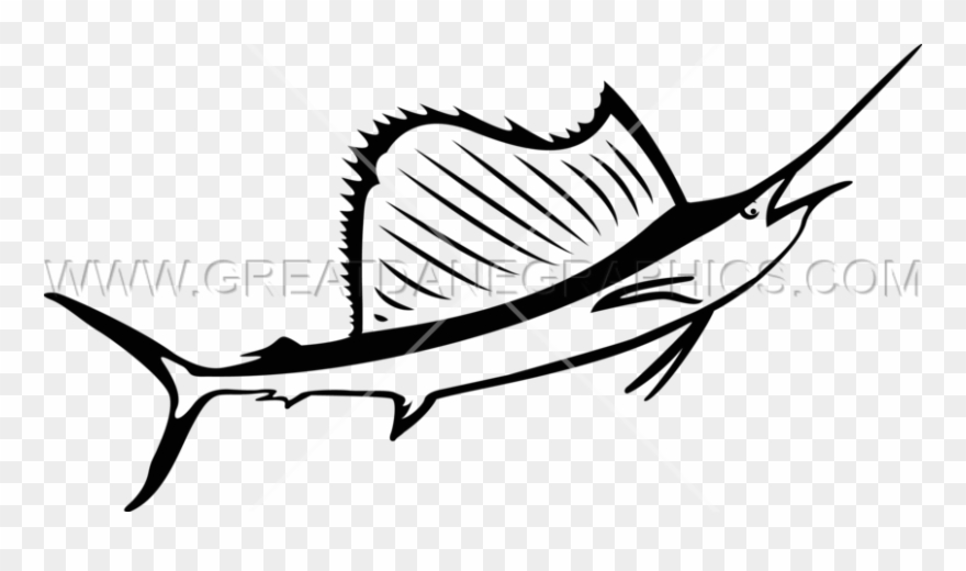 Sailfish Clipart Black And White - Black And White Sailfish Clipart - Png Download