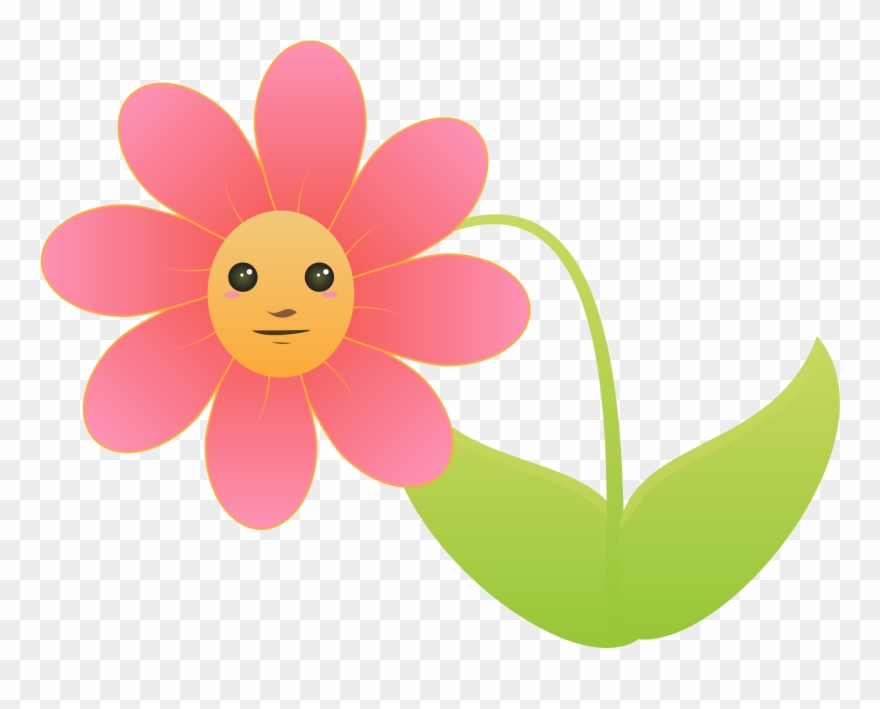 Free Cartoon Flower Clip Art - Flower With Face Clipart - Png Download