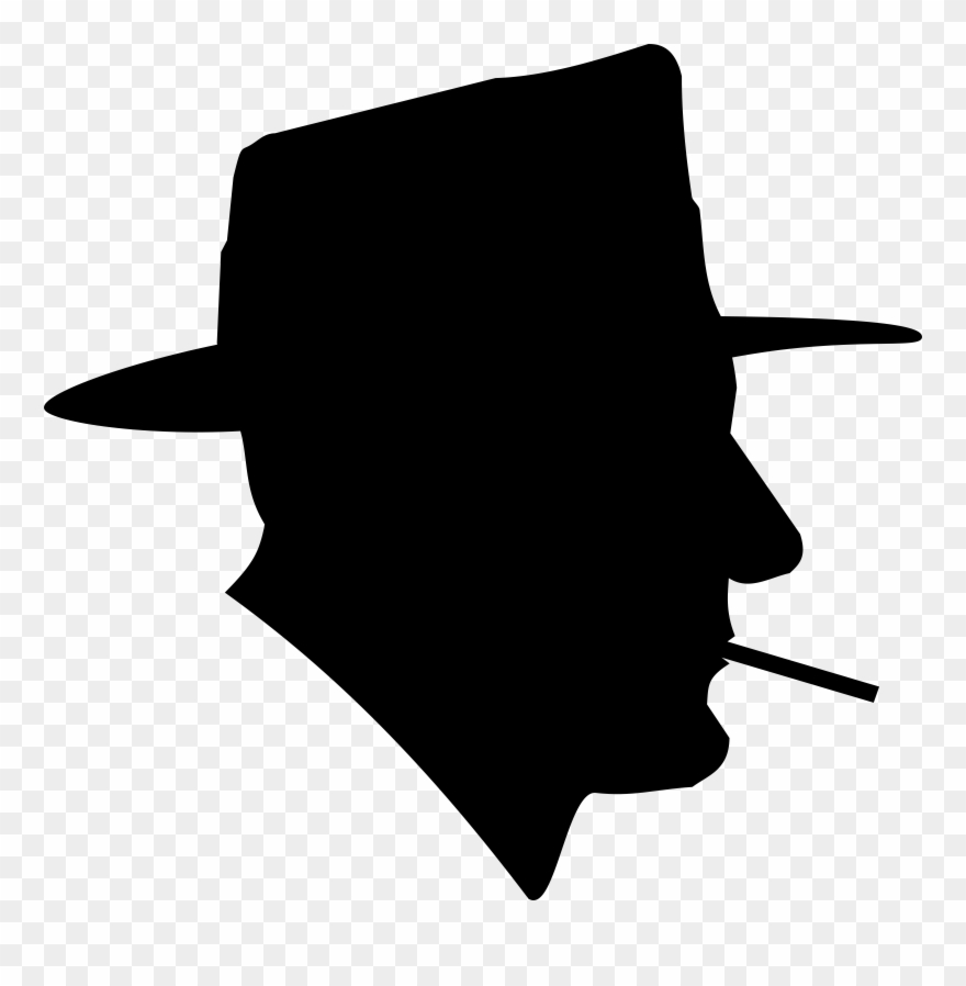 Smoking Man In Fedora Silhouette Clipart, Vector Clip - Smoking Man Silhouette - Png Download