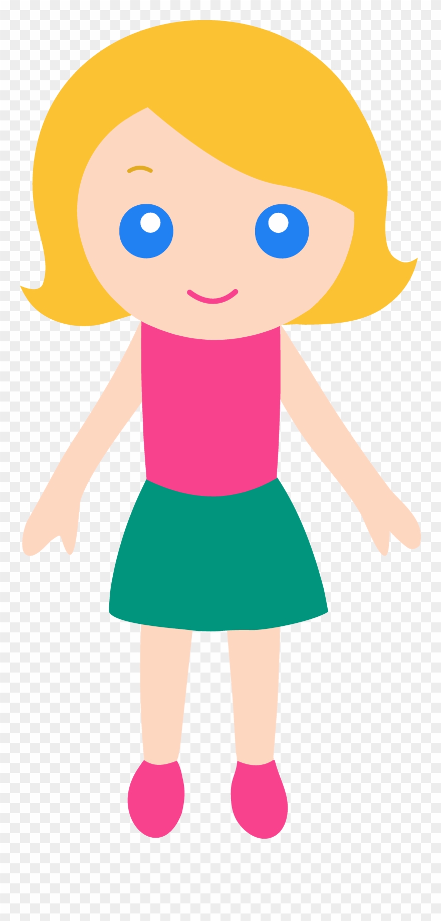 Clipart Young Women - Cartoon Girl With Blonde Hair And Blue Eyes - Png Download