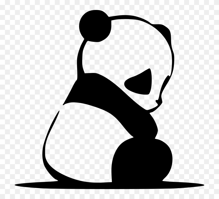 Mammal Clipart Chinese Panda - Panda Black And White Drawing - Png Download