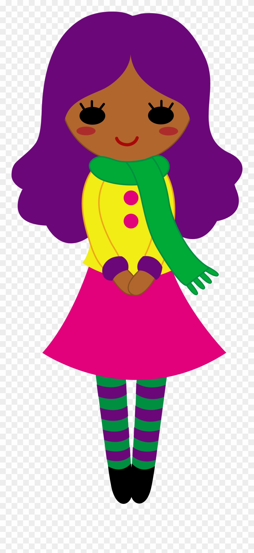 Cute Girl With Purple Hair - Girl With Purple Hair Cartoon Clipart