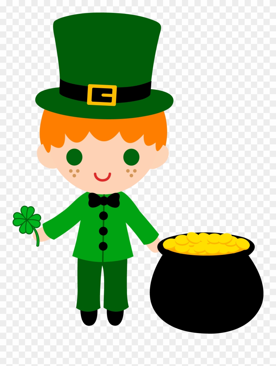 Leprechaun Boy With Pot Of Gold - Cute Leprechaun Clipart