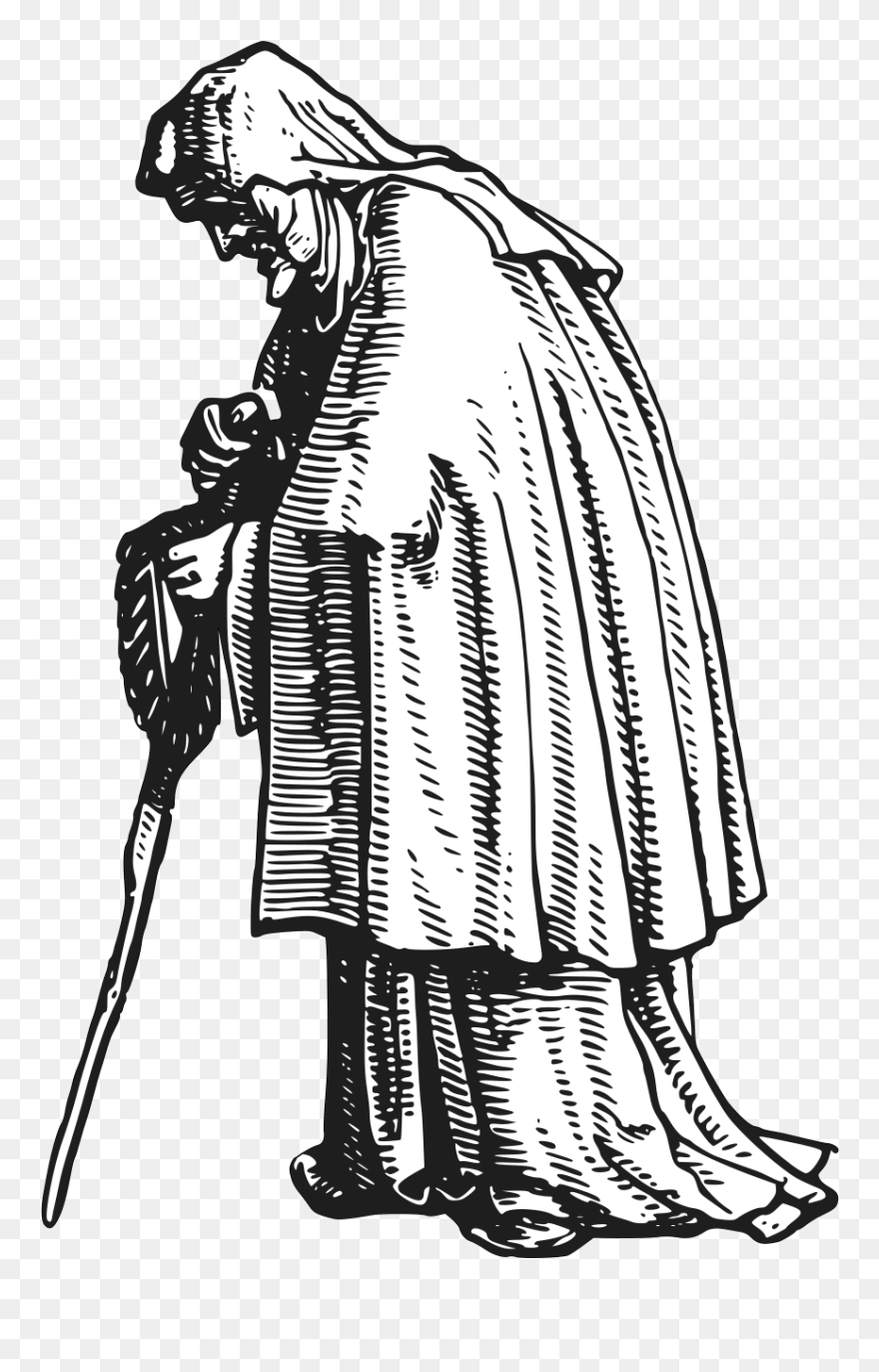 Robed Old Woman - Poor Old Woman Cartoon Clipart