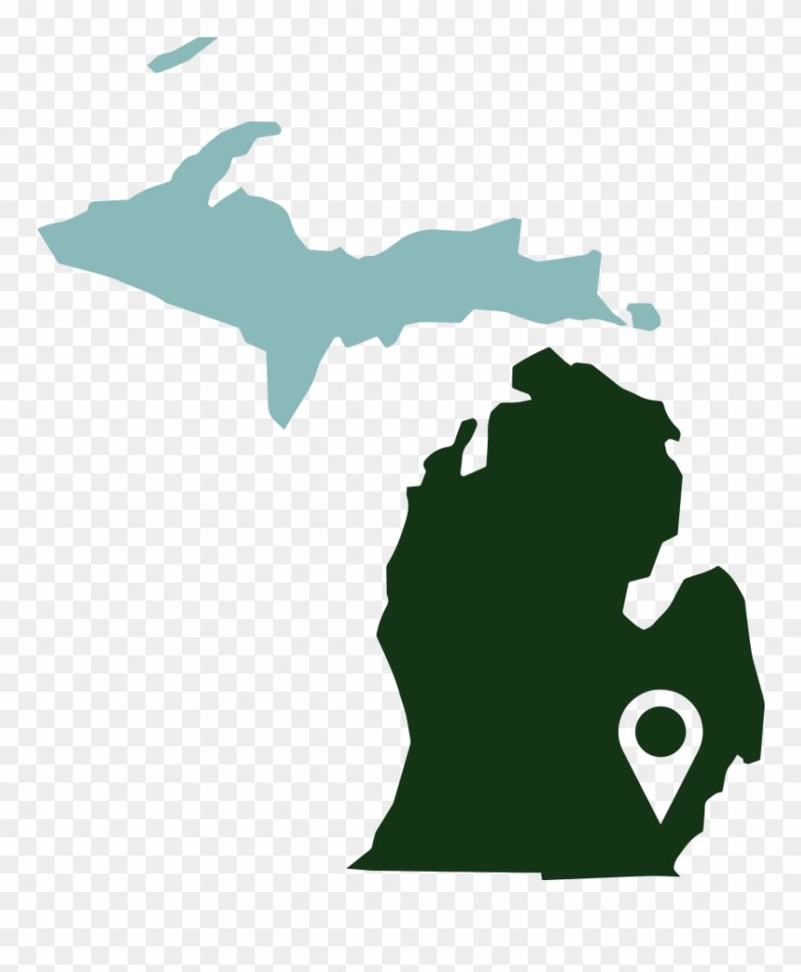 Green Us Map Silhouette Png - Michigan Map Silhouette Clipart