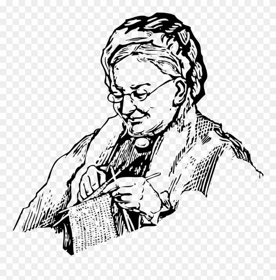 Grand Clip Art Download - Grandmother In Black And White - Png Download