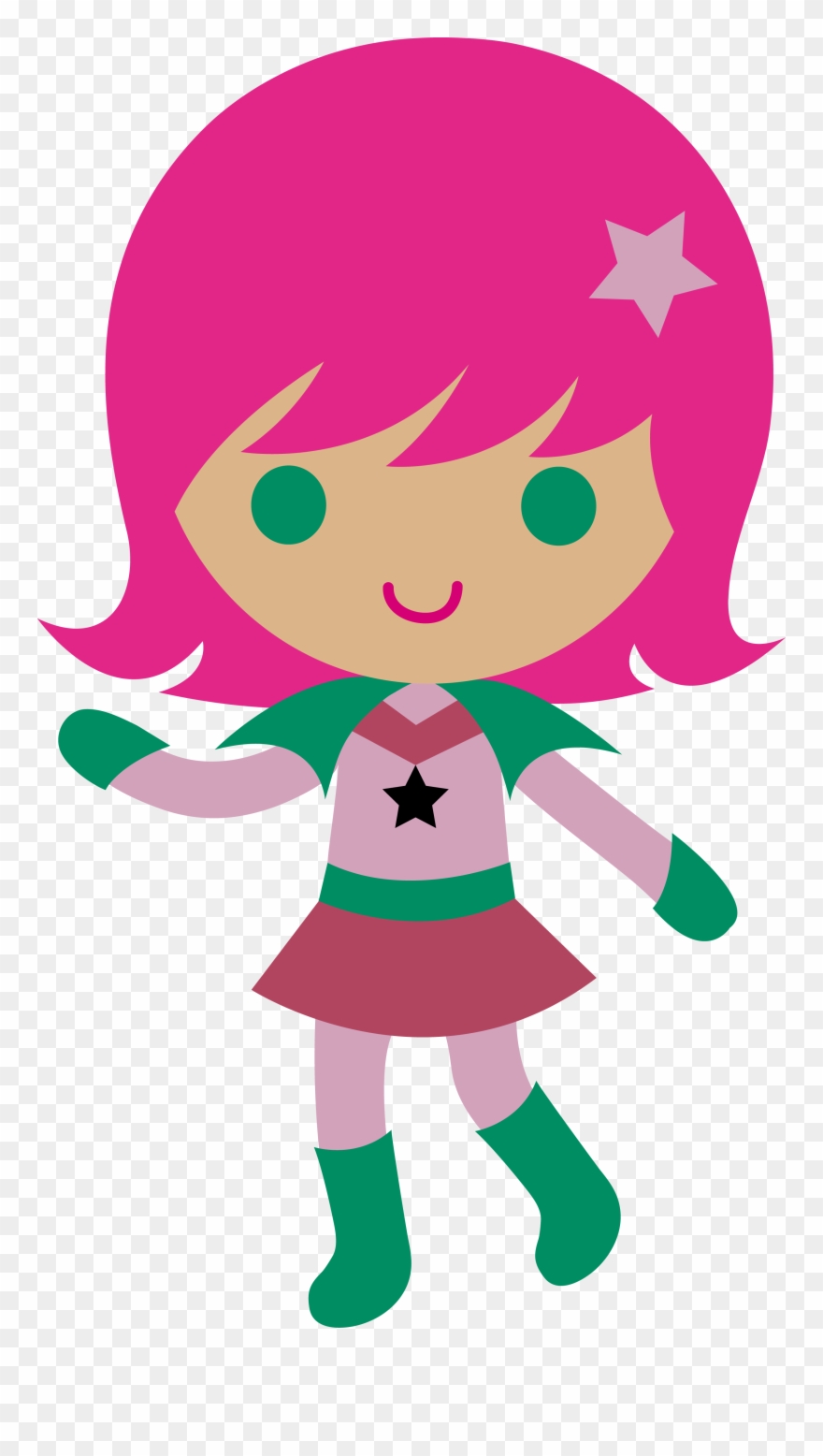 Girl Clip Art - Girl With Pink Hair Clipart - Png Download