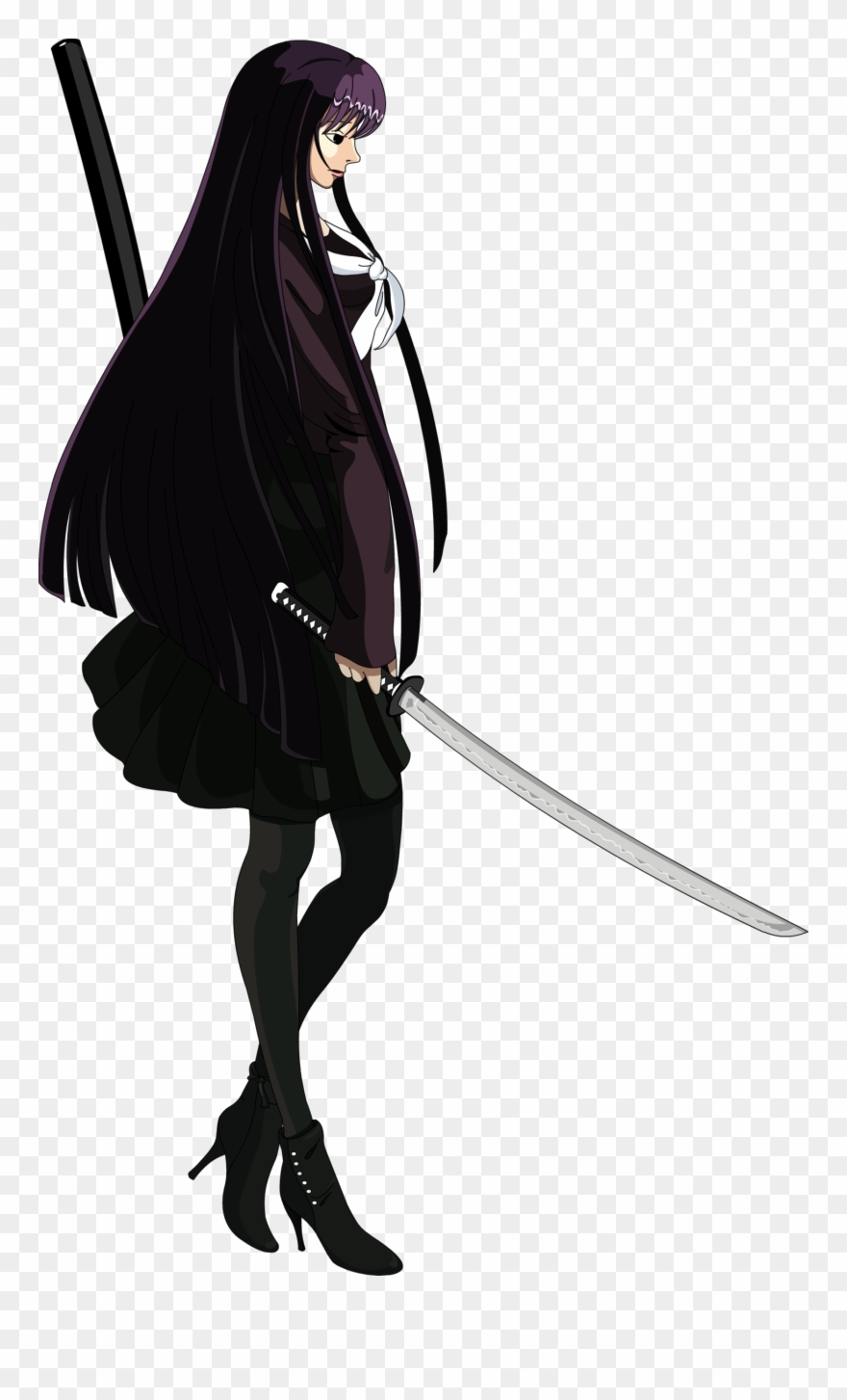 School Girl Silhouette - Ninja Assassin Anime Female Assassin Clipart