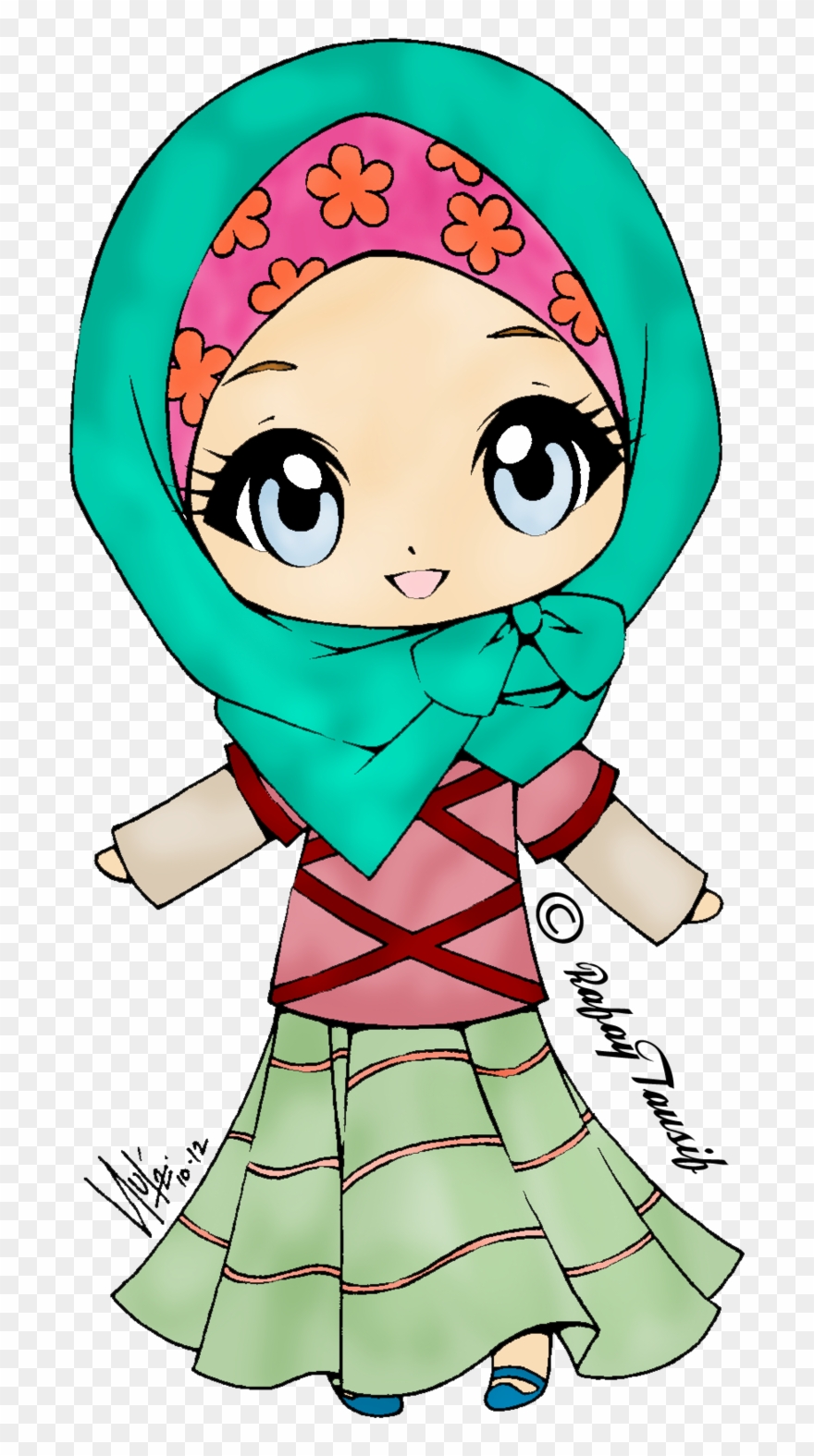 Muslim Girl Clipart - Gif Muslimah Cute Cartoon - Png Download