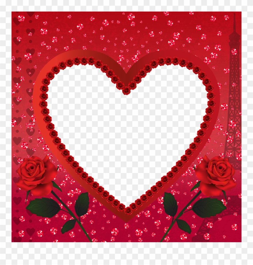 Heart Romantic Love In Paris Png Transparent Frame - Background Heart Images Hd Clipart