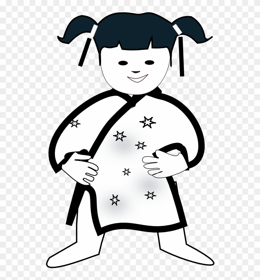 Chinese Girl Icon Black White Clipartist - Chinese Clip Art Black And White - Png Download
