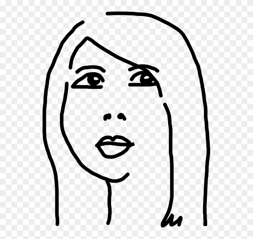 Black And White Woman Drawing Face Cartoon - Chinese Girl Drawing Cartoon Clipart