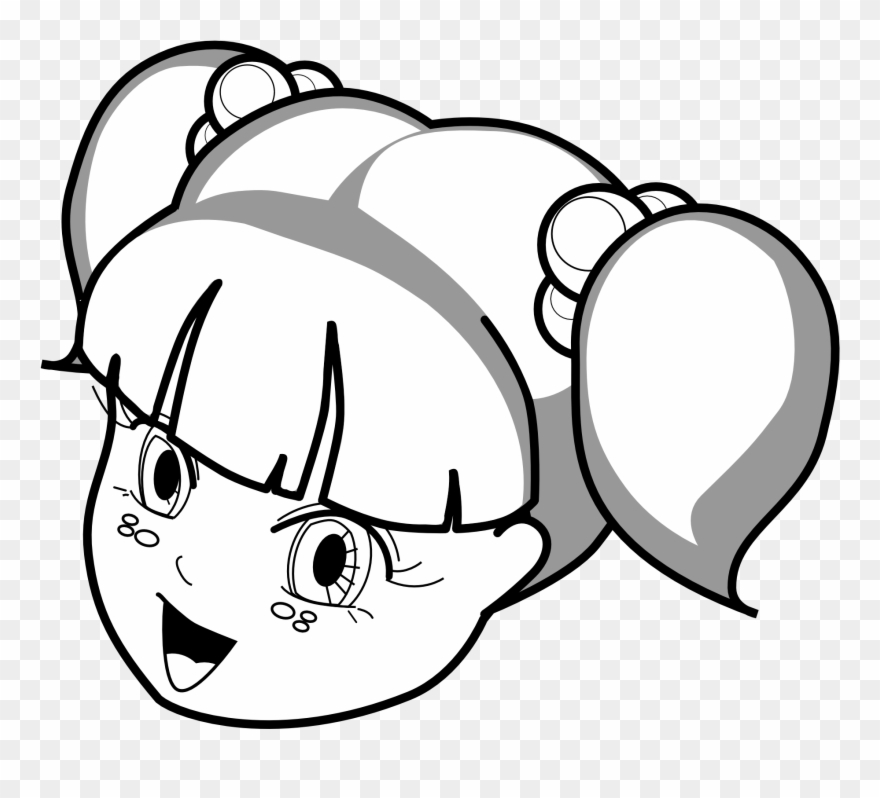 Clipart Of A Black Girl And A White Girl Holding A - Anime Cute Girl Clipart Black And White - Png Download