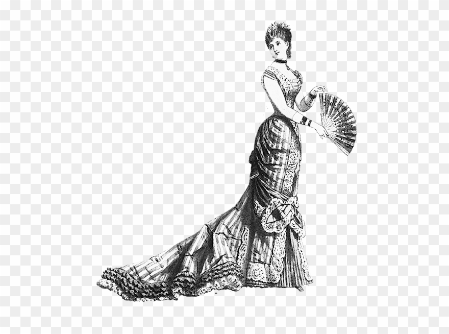 Quality Design A5814 Fa285 Black White Clip Art Edwardian - Victorian Lady Transparent Background - Png Download