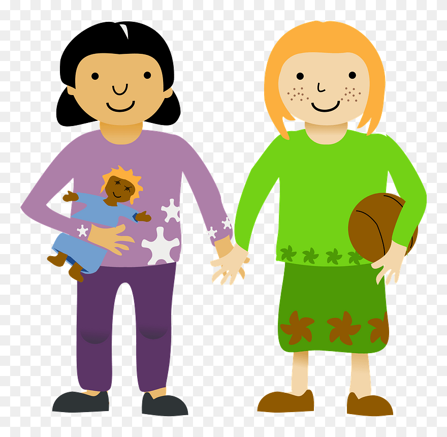 2 Girls Cliparts - Old Generation And New Generation - Png Download