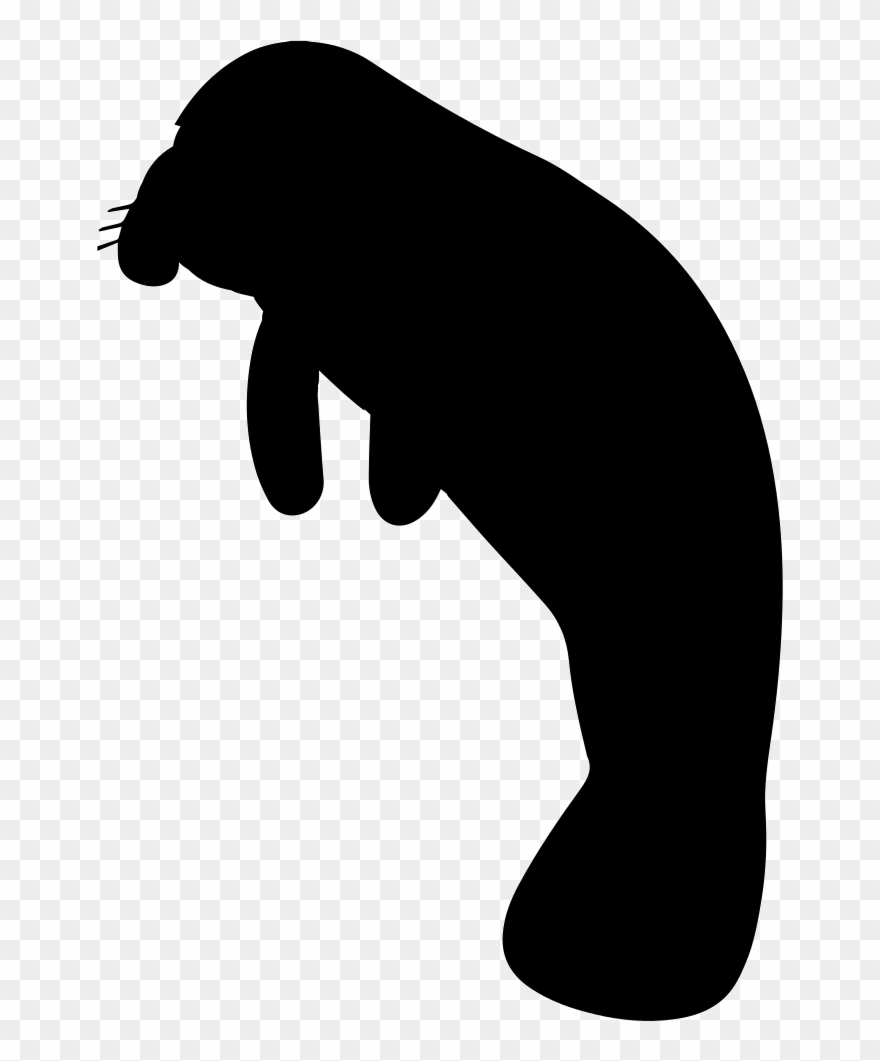 Manatee Clipart Svg - Black And White Manatee Clip Art - Png Download
