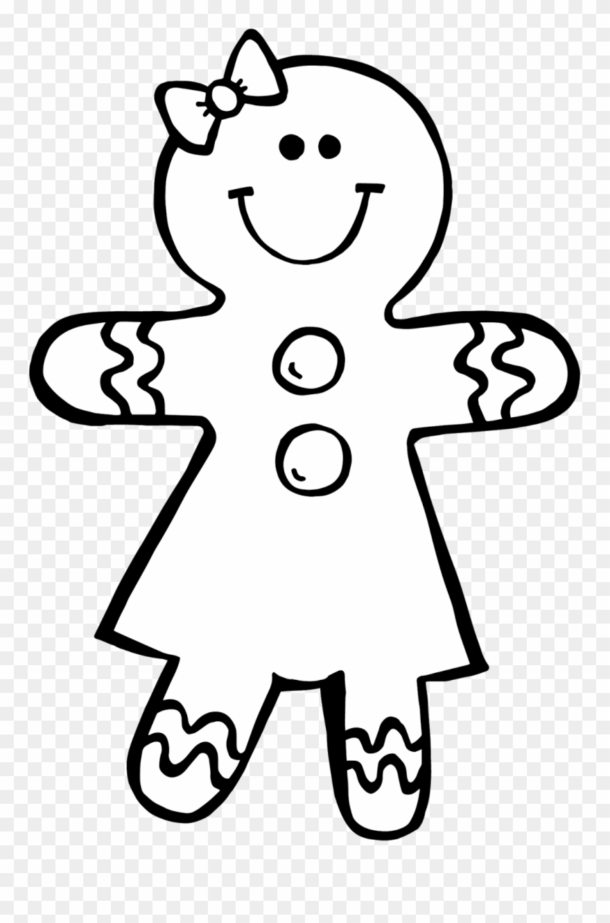 Gingerbread Man Black And White Clipart Kid - Gingerbread Christmas Coloring Pages - Png Download