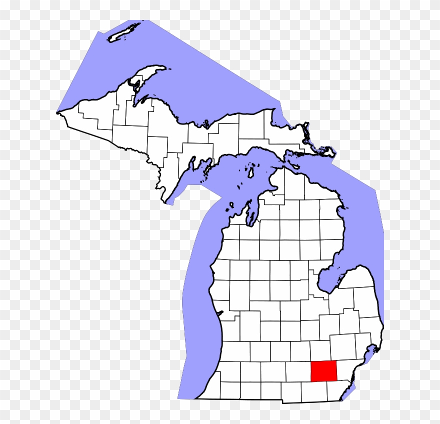 Map Of Michigan Highlighting Washtenaw County - Michigan County Map Svg Clipart