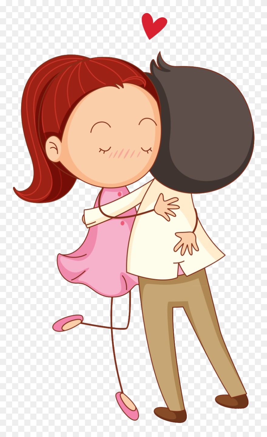 Cartoon Couples Hugging Clipart - Boy And Girl Hugging Cartoon - Png Download