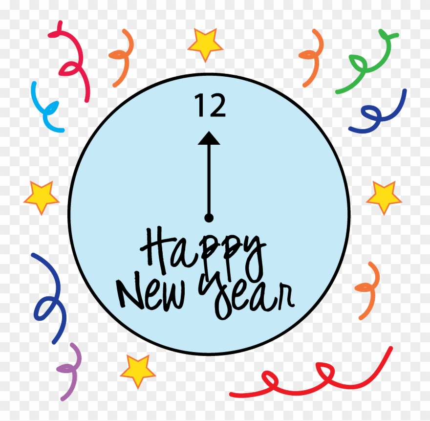 Happy New Year Animated Emoticons For Facebook Whatsapp - New Year Clock Clipart - Png Download