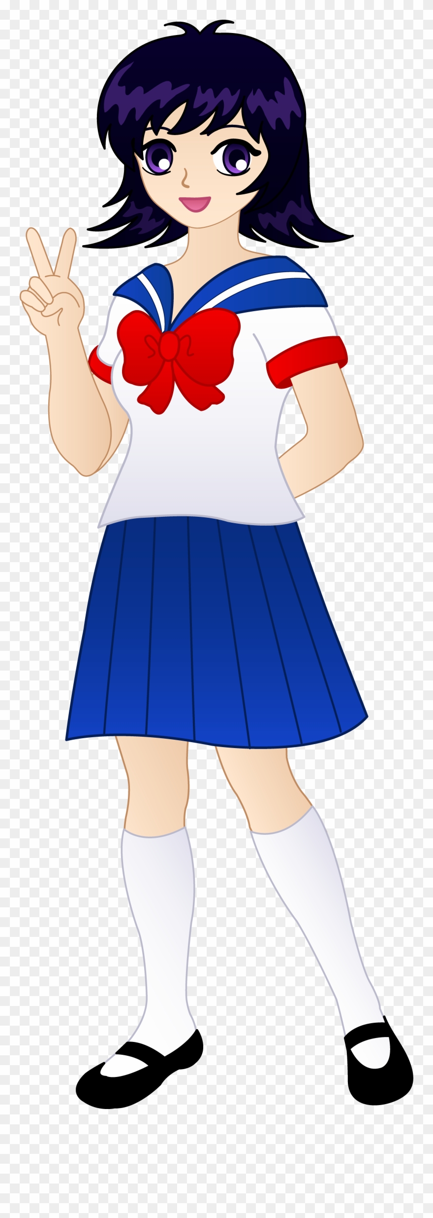 Cartoon Girl Cliparts - Anime School Girl Clipart - Png Download